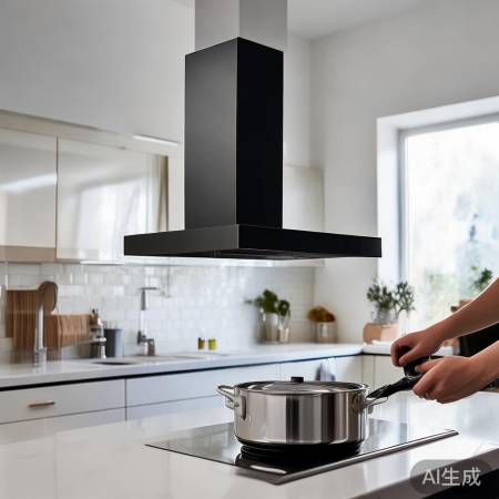 “顶吸油烟机，简约美观”