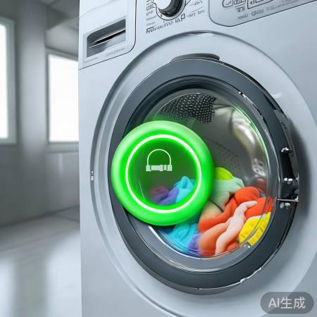 洗涤时,衣物安全锁闭。