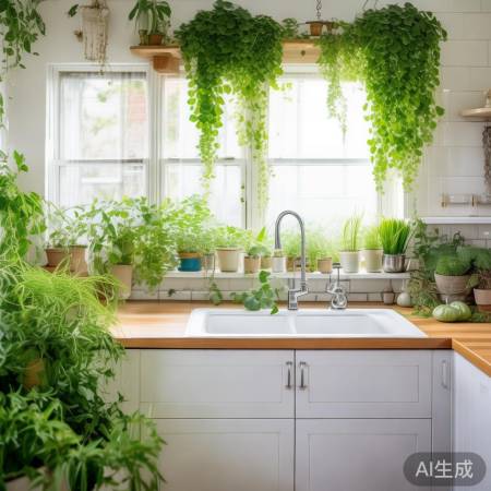 厨房添绿植,生机盎然