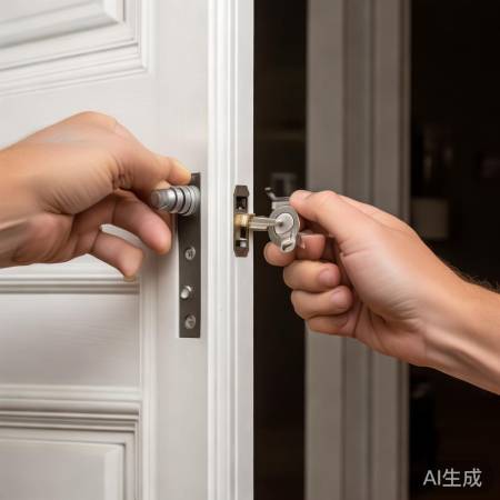 安装锁芯，注意方向拧紧