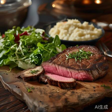 烤牛排，配沙拉/土豆泥