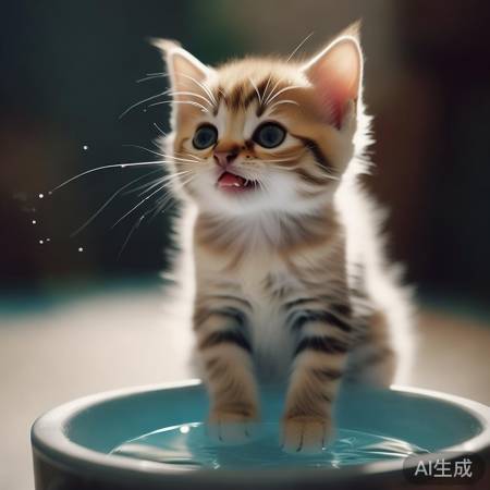 萌猫喝水,萌化网友心