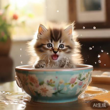 萌猫喝琼浆,健康又可爱